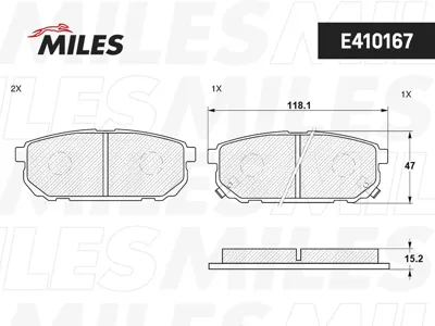 MILES E410167 Колодки торм. Kia Sorento (JC) 2.4-3.5 02- задние