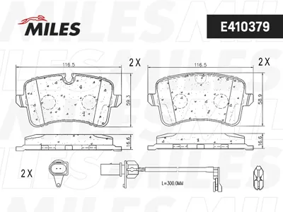 MILES E410379 Колодки торм. Audi A6 11-A7 10- задние с датч.