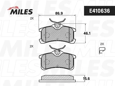 MILES E410636 Колодки торм. Toyota Avensis 1.6-2.0 97-03 Corolla 1.4-1.9 00-02 задние
