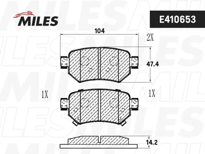 MILES E410653 Колодки торм.задние (Смесь Low-Metallic) Mazda 6 12- (TRW GDB3632)