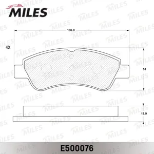 MILES E500076 Колодки торм. Citroen C4 03- Peugeot 307 Partner 1.41.6 -ESP передние