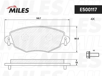MILES E500117 Колодки торм. Ford Mondeo 00>07 Jaguar X-TYPE 01> передние