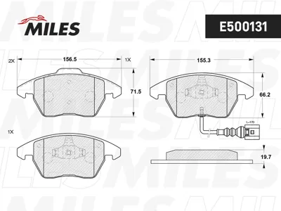 MILES E500131 Колодки торм. Audi A3 VW G5 Passat 06> Touran 03>06 Caddy 04> пер.