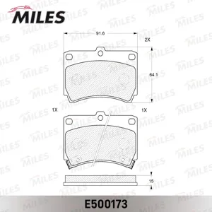 MILES E500173 Колодки торм. Kia Rio 00>02 Mazda 121 90>96323 90>96> передние