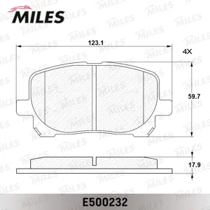 MILES E500232 Колодки торм. Toyota Avensis Verso 2.02.0D 01- передние