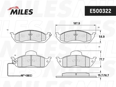 MILES E500322 Колодки торм. Mercedes W163 ML230-ML430 передние