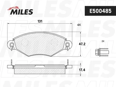 MILES E500485 Колодки торм.передние Peugeot 206 98-306 94-02 ( Смесь Ceramic, ISO 9001 ).