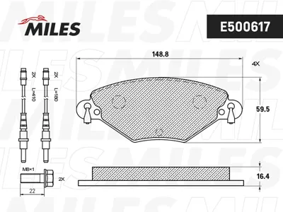 MILES E500617 Колодки торм. Citroen C5 1.6D2.0D1.82.0 01- передние