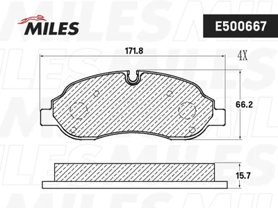 MILES E500667 Колодки торм. Ford Transit 13- передние (для сдвоенных шин)