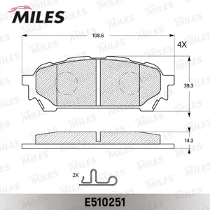MILES E510251 Колодки торм. Subaru Impreza 2.0 11.02- задние
