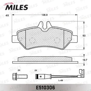 MILES E510306 Колодки торм. Mercedes Sprinter 209-524 06- VW Crafter 30-3530-50 06- задн.