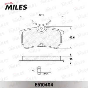 MILES E510404 Колодки торм. Ford Focus 98>05 Fiesta 12- задние