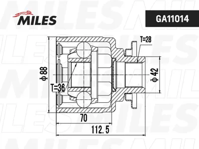 MILES GA11014 Шрус Ford Ranger 06-12 Mazda BT-50 06-11 внутр. Лев.