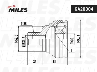 MILES GA20004 ШРУС Audi 100 2.0-2.6 90-94 нар.