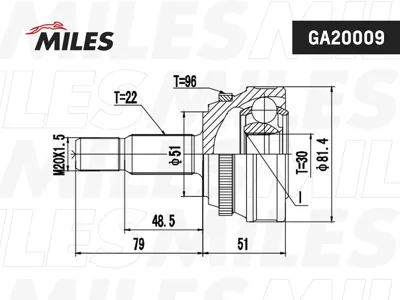 MILES GA20009 ШРУС Audi 80 1.61.8 86-91 нар.(ABS)