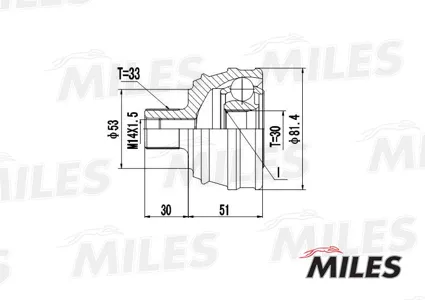 MILES GA20012 Шрус Audi 8090 1.6-1.9D 88-91 нар.