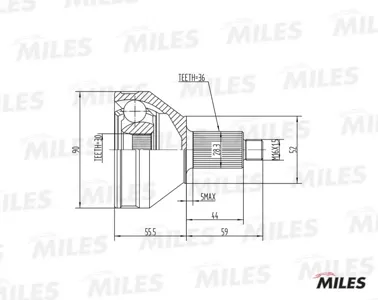 MILES GA20020 Шрус наружный 30x52x36