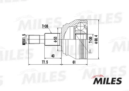 MILES GA20021 Шарнирный комплект, приводной вал