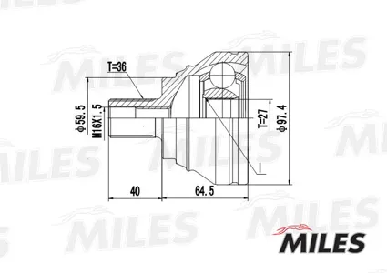 MILES GA20024 Шрус Audi A3 II Skoda VW Golf V-VII Passat VI 1.9-3.2TDI 03-12 нар.