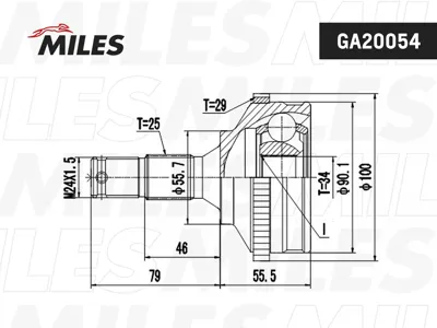 MILES GA20054 Шрус Citroen Berlingo Peugeot Partner 1.8-2.0 96- нар.(ABS)