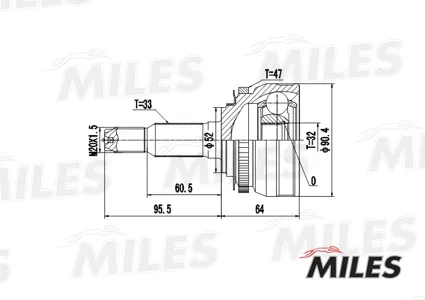 MILES GA20083 Шарнирный комплект, приводной вал