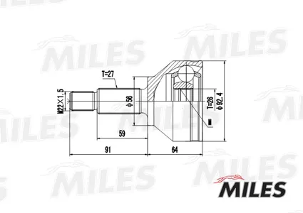 MILES GA20119 Шрус Ford Mondeo 2.0-3.0 00- нар.