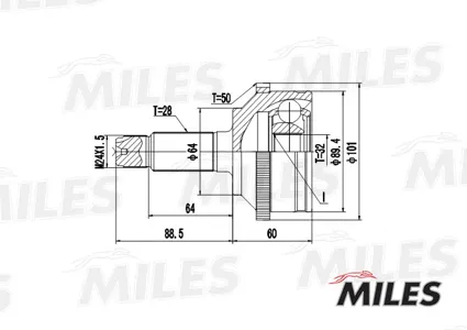 MILES GA20127 Шрус Honda Accord 1.8-2.0 98-02 нар.(ABS)