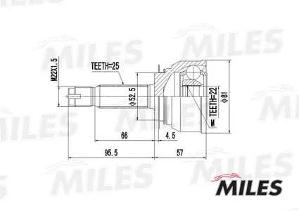 MILES GA20160 Шрус Hyundai Accent 99- нар.