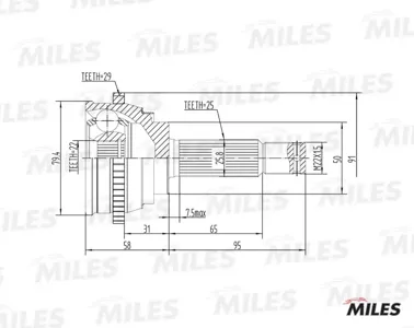 MILES GA20161 Шрус Hyundai Accent Elantra 1.3-1.6 94-05 нар.(ABS)