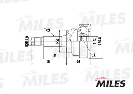 MILES GA20188 Шрус Kia Rio 1.5 00- нар.
