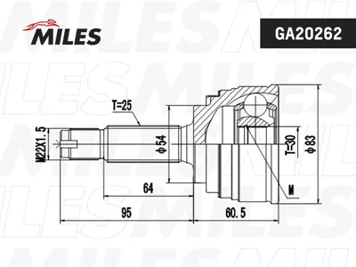 MILES GA20262 Шрус Mitsubishi GALANT Colt 1.6-2.0 -95 нар.