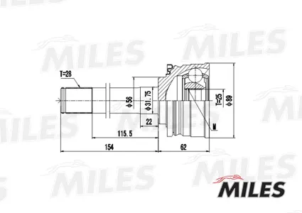MILES GA20277 Шрус Mitsubishi L200 Pajero -95 наружн.