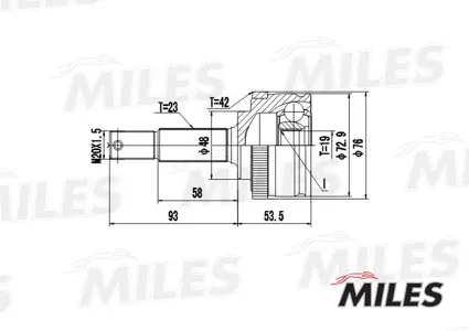 MILES GA20302 Шрус наружный Nissan Micra 1.0 92-03 (GKN 303306)