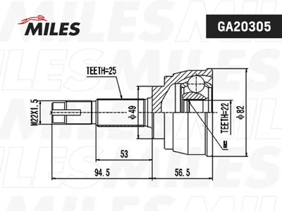 MILES GA20305 Шрус наружный Nissan Micra 1.01.4 02 (GSP 841188)