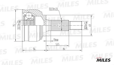MILES GA20308 Шрус Nissan Micra 1.5 03- нар.