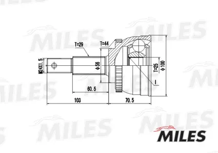 MILES GA20340 Шрус наружный Nissan X-Trail 2.0 00- (GKN 304821)