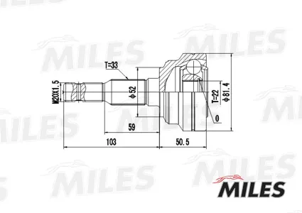 MILES GA20344 Шрус Opel Astra 1.4-1.7TD 98-05 нар. (GKN 303358)