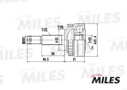 MILES GA20348 ШРУС Opel Astra F Kadett E Vectra A 1.2-1.6 84-98 нар. +ABS