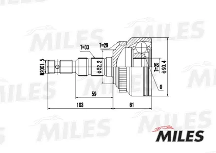 MILES GA20352 Шрус Opel Astra G Vectra B Zafira A 1.6-2.5 95-05 нар. +ABS
