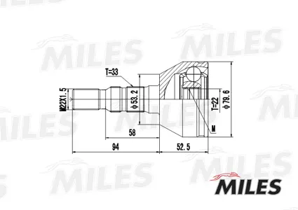 MILES GA20353 Шрус Opel Astra H Zafira B 1.2-1.6 04- нар.