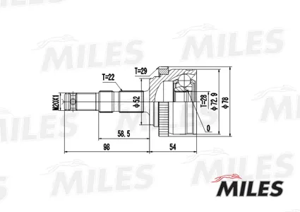 MILES GA20356 Шрус Opel Corsa 1.01.2 00- нар.(ABS)