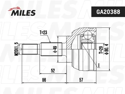 MILES GA20388 Шрус Renault Clio 1.4-1.5D 04- нар.