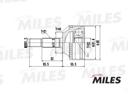 MILES GA20397 Шрус Renault Megane 1.4-2.0 96- нар. (ABS)