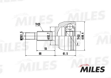 MILES GA20401 Шрус  Renault  Megane II Scenic II 1.5DCI-2.0 03-09 нар.