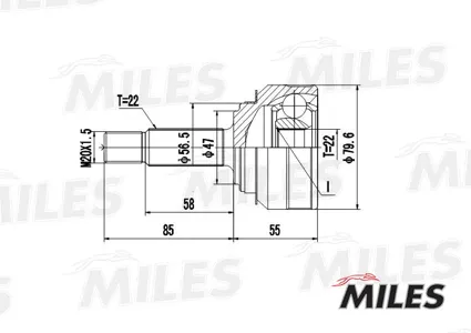 MILES GA20414 Шарнирный комплект, приводной вал