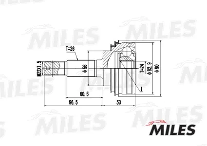 MILES GA20464 Шрус Toyota Camry Carina Corolla 1.6>2.0 83>92 нар.
