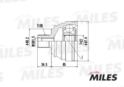 MILES GA20528 Шрус VW TranSporter IV 1.9D-2.8 90-03 нар.