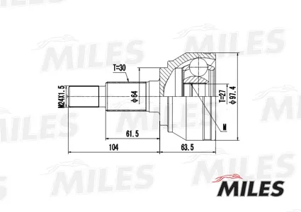 MILES GA20532 Шрус Audi Q7 Porsche Cayenne VW Touareg 3.0-6.0 02- пер. нар.