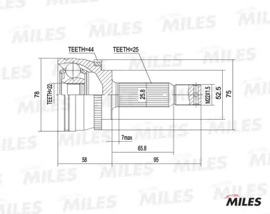 MILES GA20537 Шрус Hyundai Accent LCVERNA 1.3-1.6 01-10 нар. +ABS