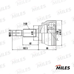 MILES GA20711 Шрус Nissan Murano Z50Z51 3.5 05- пер.нар. AWD